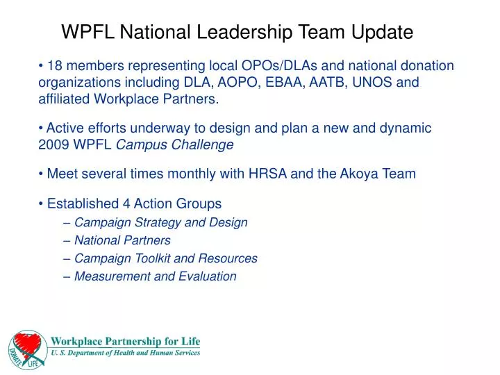 wpfl national leadership team update