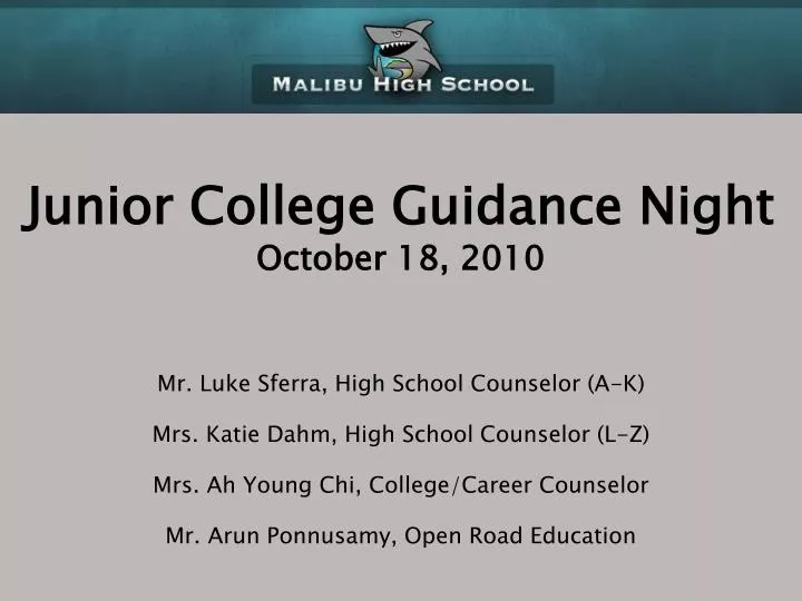 junior college guidance night october 18 2010