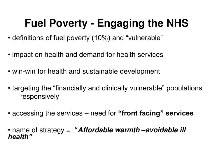 fuel poverty engaging the nhs