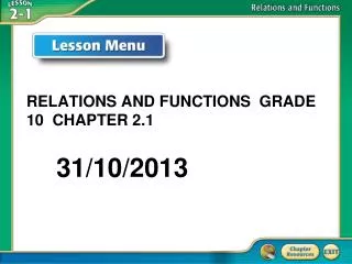 RELATIONS AND FUNCTIONS GRADE 10 CHAPTER 2.1