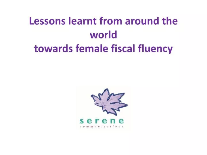 lessons learnt from around the world towards female fiscal fluency