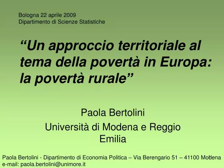 un approccio territoriale al tema della povert in europa la povert rurale