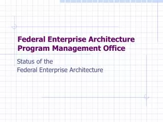 Federal Enterprise Architecture Program Management Office