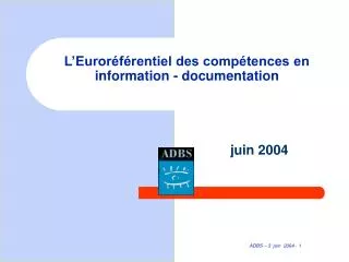 l euror f rentiel des comp tences en information documentation