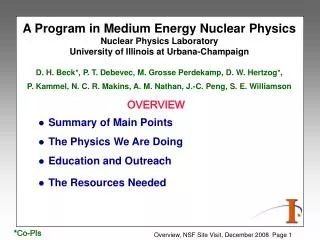 Summary of Main Points The Physics We Are Doing Education and Outreach The Resources Needed