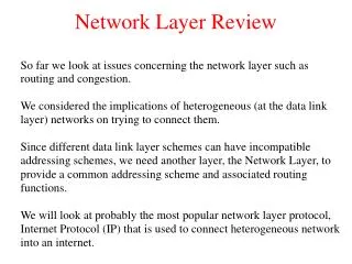 Network Layer Review