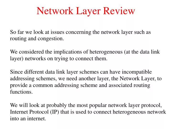 network layer review