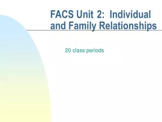 FACS Unit 2: Individual and Family Relationships