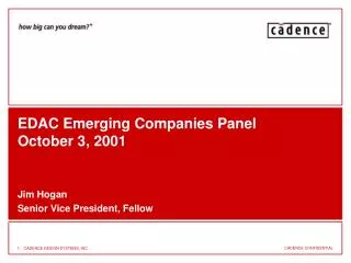 EDAC Emerging Companies Panel October 3, 2001