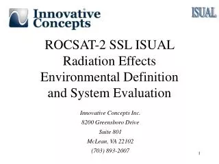 ROCSAT-2 SSL ISUAL Radiation Effects Environmental Definition and System Evaluation