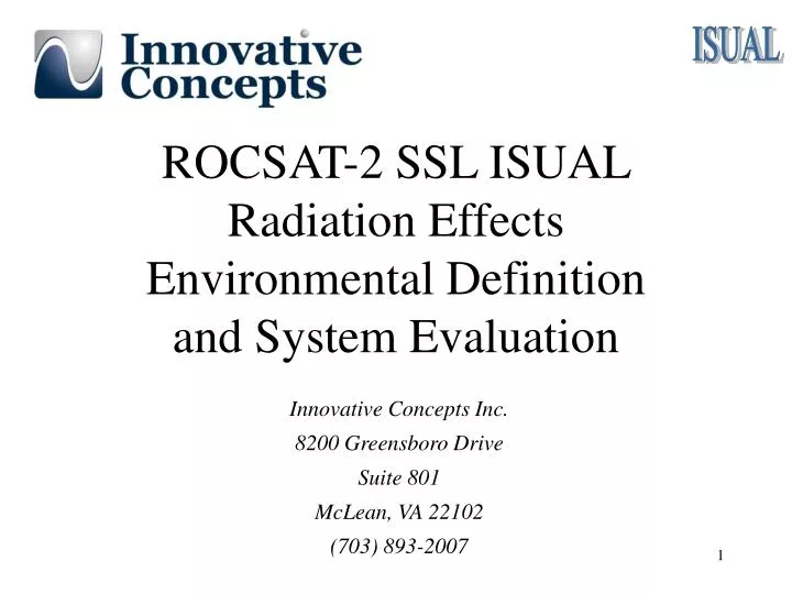 rocsat 2 ssl isual radiation effects environmental definition and system evaluation