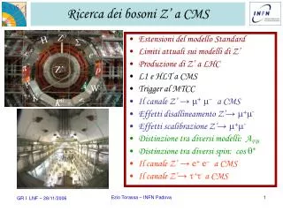 ricerca dei bosoni z a cms