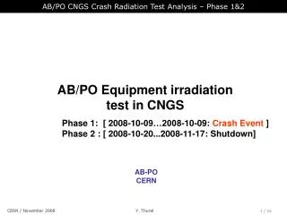 AB/PO Equipment irradiation test in CNGS