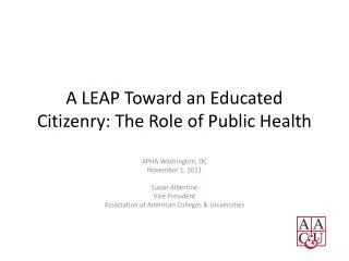 A LEAP Toward an Educated Citizenry: The Role of Public Health