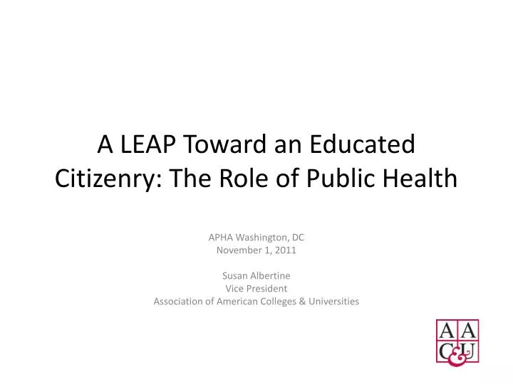 a leap toward an educated citizenry the role of public health
