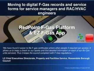 Moving to digital F-Gas records and service forms for service managers and RAC/HVAC engineers