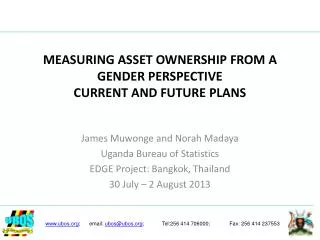 measuring asset ownership from a gender perspective current and future plans