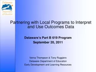 Partnering with Local Programs to Interpret and Use Outcomes Data