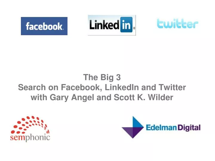 the big 3 search on facebook linkedin and twitter with gary angel and scott k wilder