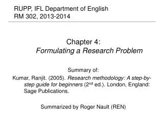 RUPP, IFL Department of English RM 302, 2013-2014