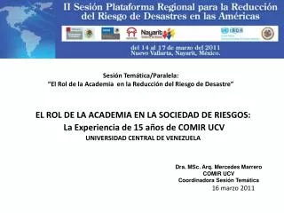 sesi n tem tica paralela el rol de la academia en la reducci n del riesgo de desastre