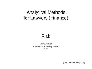 Analytical Methods for Lawyers (Finance)