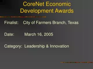 CoreNet Economic Development Awards