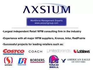 Successful projects for leading retailers such as: