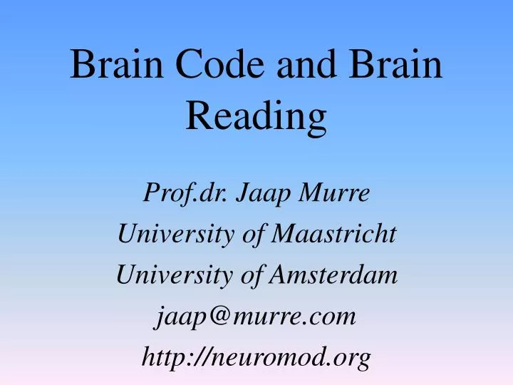 brain code and brain reading