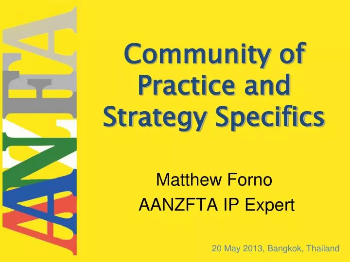 community of practice and strategy specifics