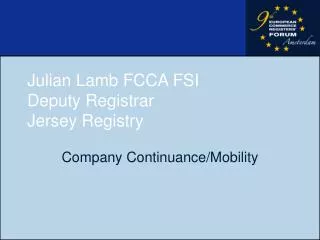 Julian Lamb FCCA FSI Deputy Registrar Jersey Registry
