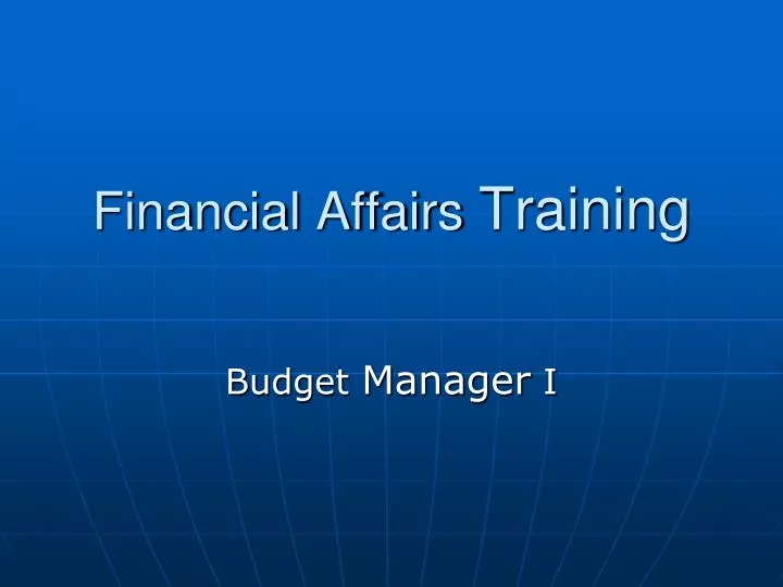 financial affairs training