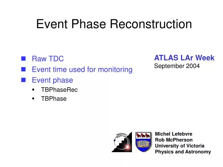 event phase reconstruction