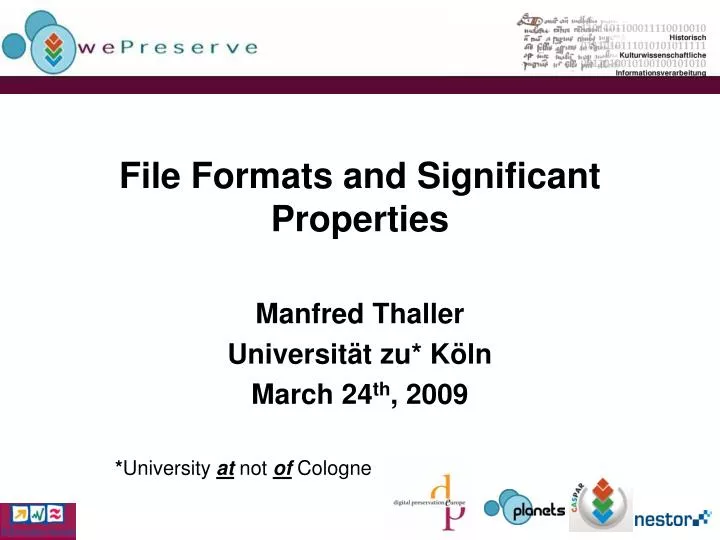 file formats and significant properties