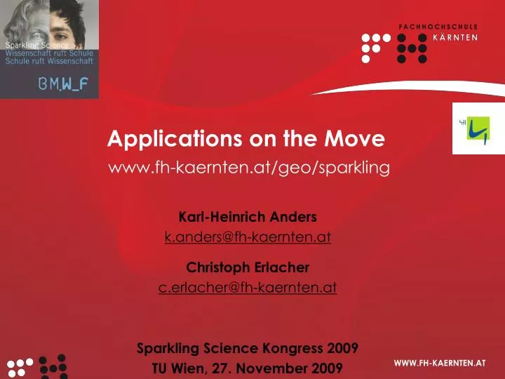 applications on the move www fh kaernten at geo sparkling