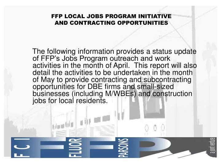 ffp local jobs program initiative and contracting opportunities