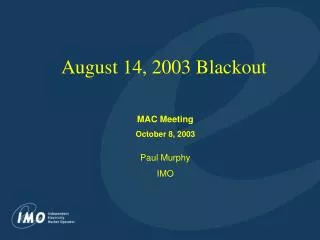 August 14, 2003 Blackout
