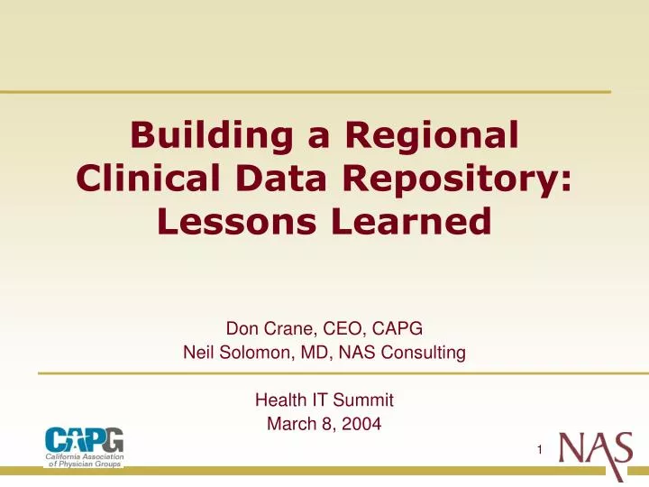 building a regional clinical data repository lessons learned