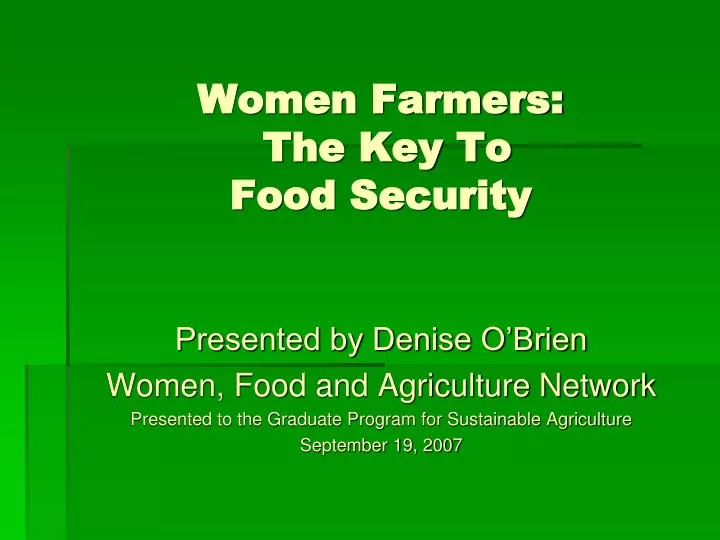 women farmers the key to food security