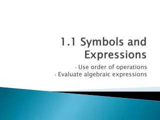 1.1 Symbols and Expressions