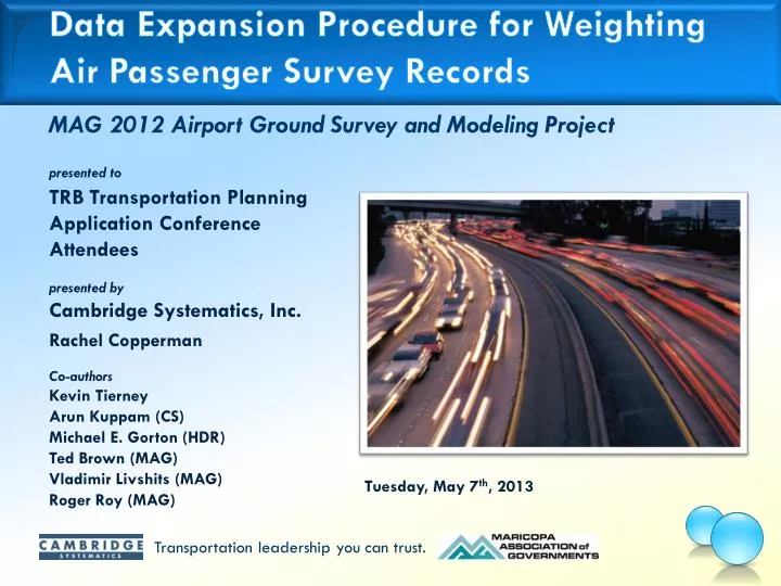 data expansion procedure for weighting air passenger survey records