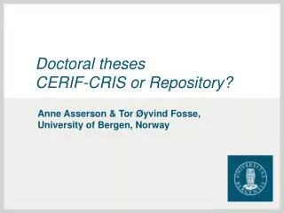 Doctoral theses CERIF-CRIS or Repository?