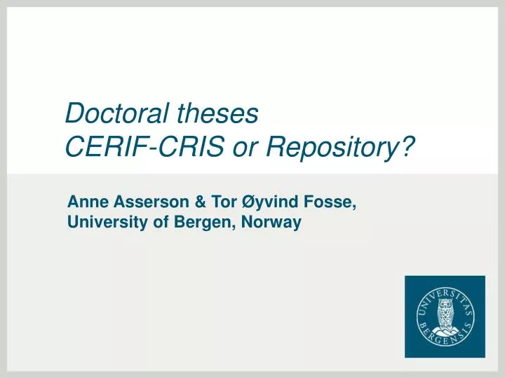 doctoral theses cerif cris or repository
