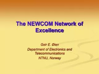 The NEWCOM Network of Excellence