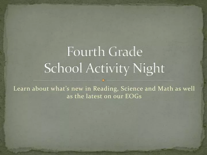 fourth grade school activity night