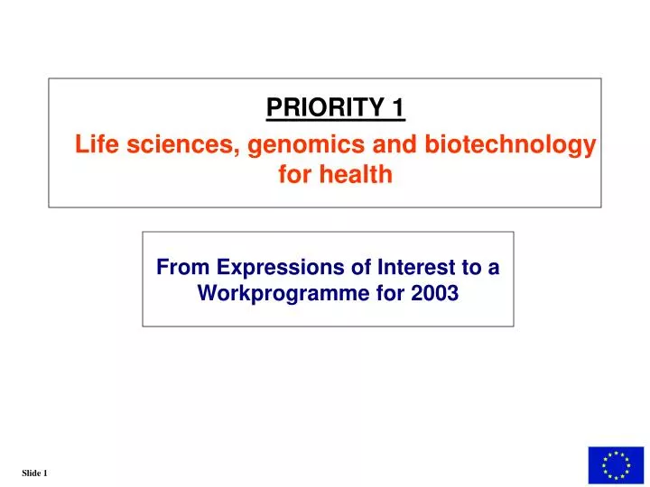 from expressions of interest to a workprogramme for 2003
