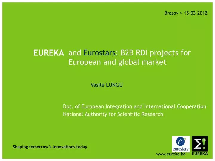 and eurostars b2b rdi projects for european and global market