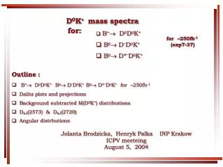 D 0 K + mass spectra for: