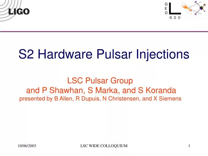 s2 hardware pulsar injections