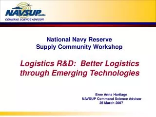 National Navy Reserve Supply Community Workshop